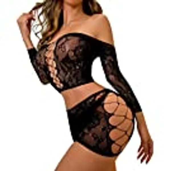 Buitifo Womens Lingerie Set Fishnet Babydoll Bodysuit Sexy Nightwear