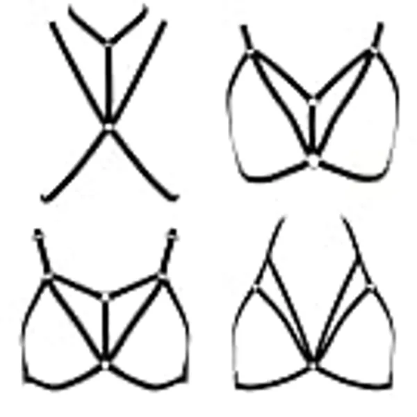Adramata Women Harness Elastic Cupless Cage Bra Hollow Out Strappy Cupless Plus Size 4 Pcs