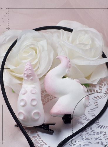 Handcrafted Tentacle Hairclips - Pink
