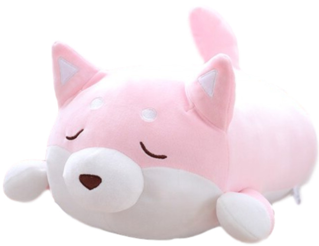 Happy/Sleepy Shibe Plushie (4 VARIANTS, 2 SIZES) - 14" / 36 cm / Sleepy (Pink)