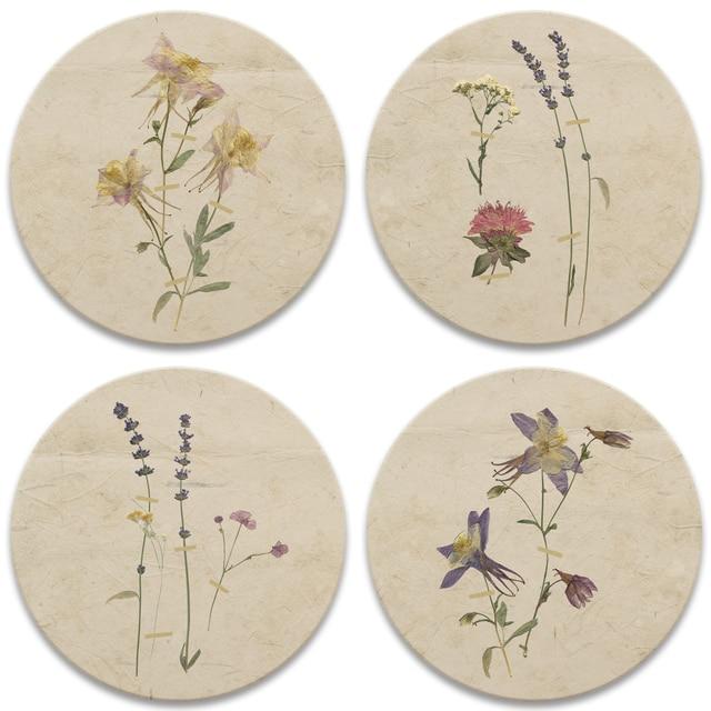 Pressed Flowers Coaster - Set of 4