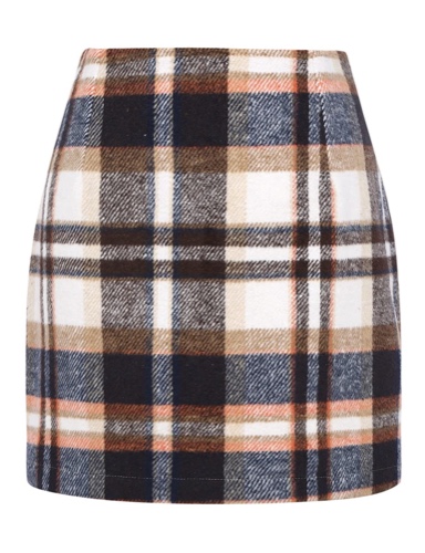 IDEALSANXUN Womens High Waist Plaid Skirt Bodycon Pencil Wool Mini Skirts - Brown X-Small