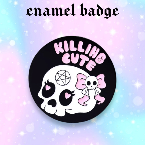 Killing Cute Pastel Goth enamel pin badge, Strange Dollz Boudoir