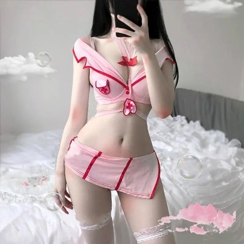 Seductive Pink Nurse Lingerie Costume for Roleplaying and Cosplay
