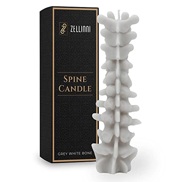 Zellinni Spine Candle for Gothic Decor - Premium Unscented Soy Candle w/ Cotton Wick for Clean Burn - Goth Room Decor Vertebra Candles for Parties, Home, Rituals - Halloween Decorations Indoor