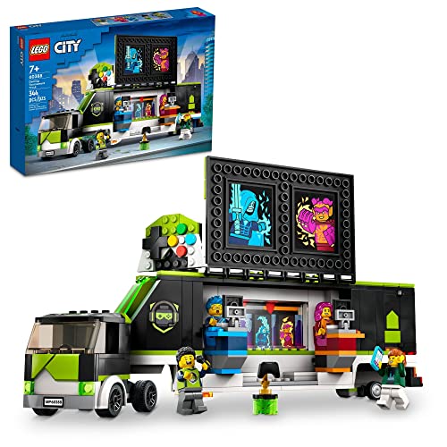 LEGO City Gaming Tournament Truck 60388, Gamer Gifts for Girls, Boys, and Kids, Esports Vehicle Toy Set for Video Game Fans, Featuring 3 Minifigures, Toy Computers and Stadium Screens, Ages 7+ - Multicolor