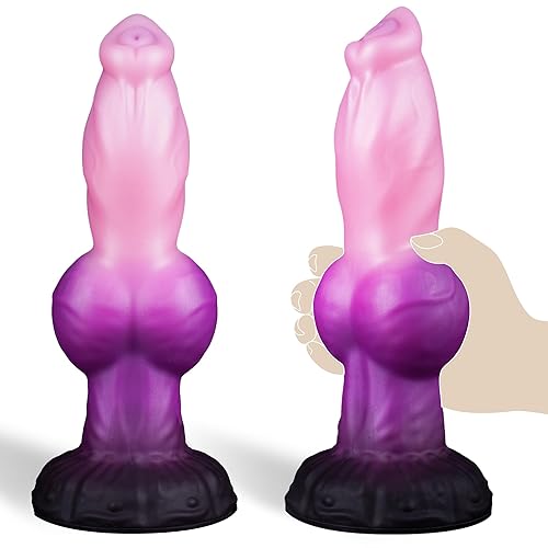 9.25" Monster Dildo Horse Dildo Knot Dildo, Huge Fantasy Dildo Thick Dragon Dildo with Big Knot, Silicone Dog Dildo Knotted Animal Dildo Pink Wolf Dildo with Strong Suction Cup, Sex Toys for Women Men