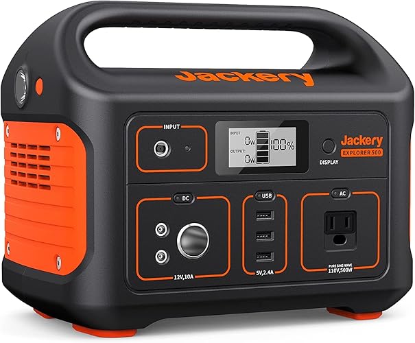 Jackery Portable Power Station Explorer 500, 518Wh Outdoor Solar Generator Mobile Lithium Battery Pack with 110V/500W AC Outlet for Home Use, Emergency Backup,Road Trip Camping (Solar Panel Optional)… - Explorer 500