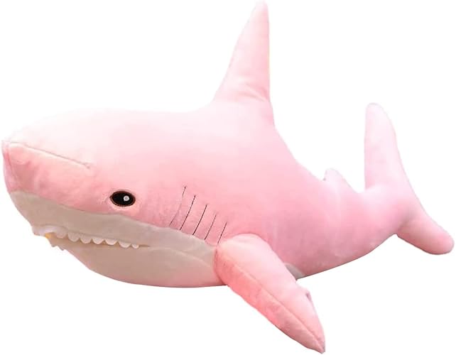 AFYBL 39.4 inch Shark Giant Stuffed Animal Toy, Wildlife, Soft Polyester Fabric, Beautiful Shark Markings, Handcrafted Kids Huggable Pillow for Pretend Play, Travel, Nap Time(Pink) - Pink