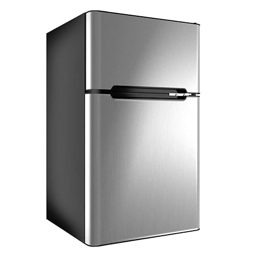 DORTALA Compact Refrigerator, 3.2 Cu Ft Mini Fridge, Separate Freezer with 2-Door Design, Wide Angle LED Light, Rapid Refrigeration, Energy Saving, Quiet Operation, Grey - Grey