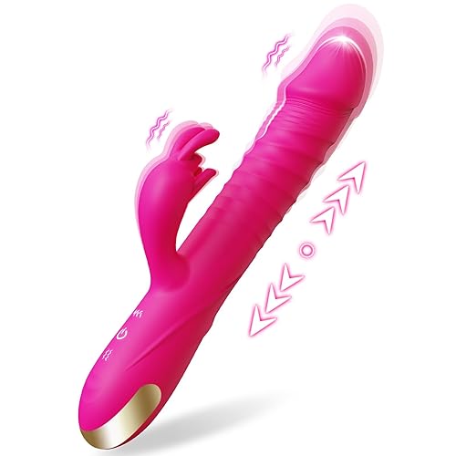 SUPOLA Thrusting Dildo Vibrator Adult Toys for Women - Sex Toys Dildos Rabbit G Spot Vibrator with 3 Fast Thrusting & 10 Vibration Modes, Silicone Clitoral Stimulator Adult Sex Toy for Women Couple - Rose