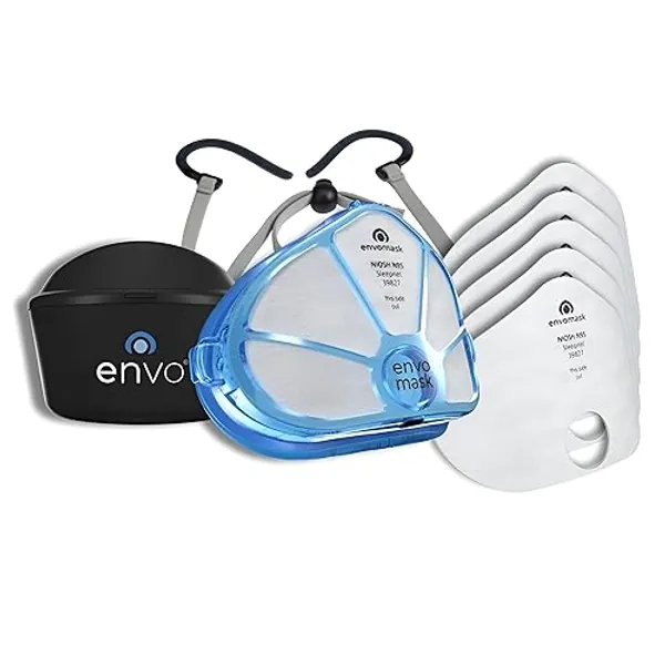 Envo Mask N95 Respirator Kit, Includes Headgear, 5 Individually Packaged Filters, Storage Case