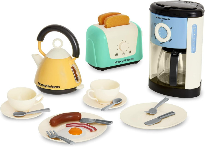 Casdon Morphy Richards Kitchen Set | Toy Kitchen Appliances for Children Aged 3+ | Includes Toaster, Coffee Maker, Kettle & More! - Pastel