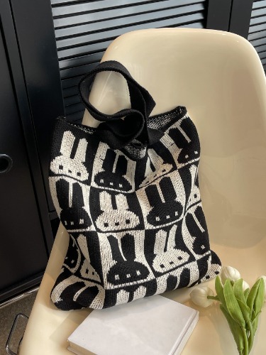 Cartoon Rabbit Pattern Crochet Bag School Bag For Graduate, Teen Girls, Freshman, Sophomore, Junior & Senior In College, University & High School, Perfect For Outdoors ,Travel & Back To School