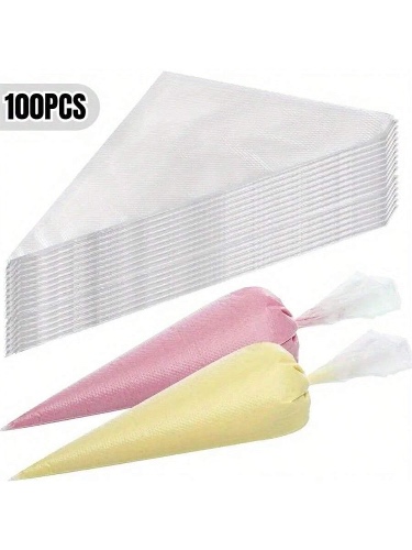 100pcs Disposable Piping Bags For Cake Decorating - Perfect For Icing, Frosting & Cookies - Essential Baking Tools & Kitchen Accessories