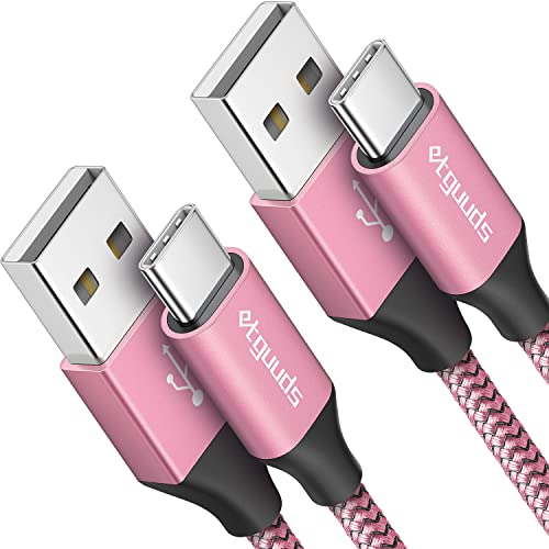 etguuds Pink USB C Cable 10ft Fast Charging, 2-Pack USB A to USB C Type Charger Cord for Samsung Galaxy S23 S22 S21 S20 S10 S10E, A10e A11 A13 A03s A52 A53, Z Fold 4 3/Flip 4 3 5G, Note 20 10 9 Moto G - 10ft - Pink - 2