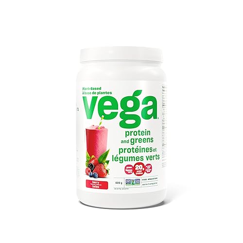 Vega Protein and Greens Berry (21 Servings) Plant Based Protein Powder Plus Veggies, Vegan, Non GMO, Pea Protein For Women and Men, 609g (Packaging May Vary) - Berry - 21 Servings (Pack of 1)