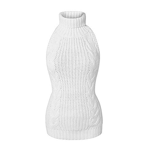 YOMORIO Womens Anime Virgin Killer Sweater Japanese Turtleneck Knitted Underwear Backless Pullover - White