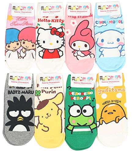 CUSTOMONACO Womens Sanrio Characters Cartoon Novelty Socks - One Size - Juicy Pang Pang 8 Pairs