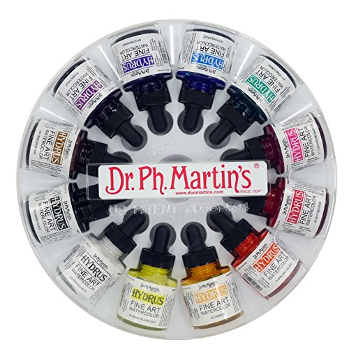Dr. Ph. Martin's Hydrus Fine Art 1 Set, 12 Count (Pack of 1), Watercolor Bottles - 29.5 ml (Pack of 12) - Set 1