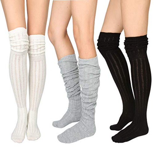 STYLEGAGA Winter Slouch Top Over The Knee High Knit Boot Socks - One Size - Slouch Top_3pair