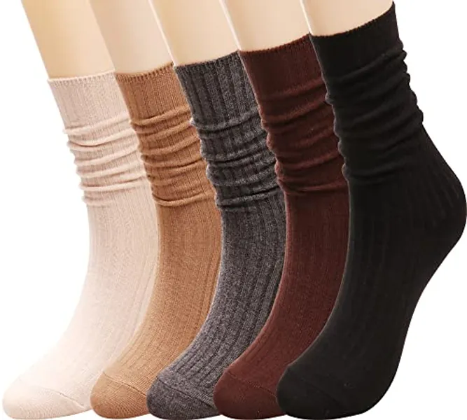 Galsang Women's Vintage Knit Cotton Slouch Boot Socks Casual Crew Socks,Thick Knit Wool Socks Gift Socks,Size 5-10,#B65