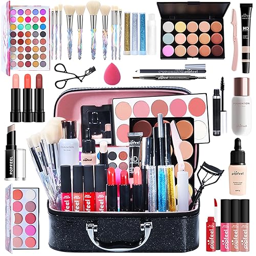 FantasyDay All-in-one Makeup Set Gift Surprise | Full Makeup Kit for Women Multipurpose Essential Starter Bundle Include Eyeshadow Palette Lipstick Blush Concealer Face Powder Eyeliner Mascara Brush - KIT014