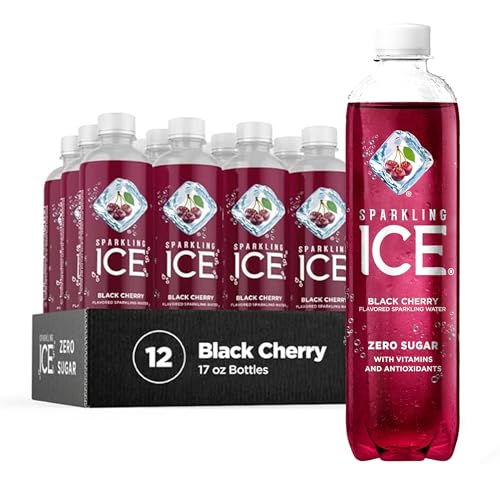 Sparkling Ice, Black Cherry Sparkling Water, Zero Sugar Flavored Water, with Vitamins and Antioxidants, Low Calorie Beverage, 17 fl oz Bottles (Pack of 12) - Black Cherry
