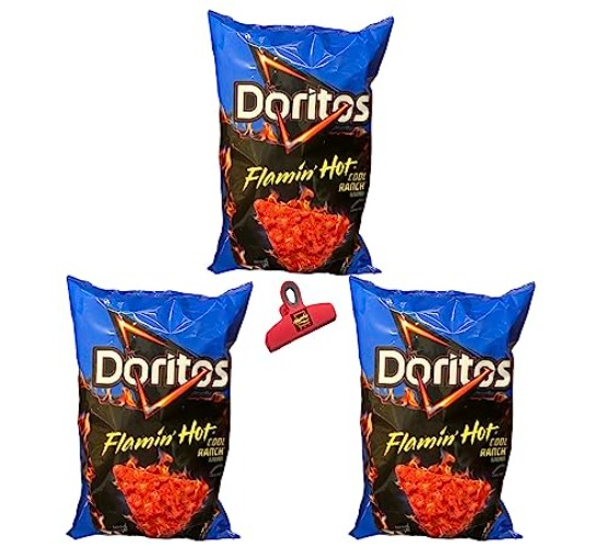 Doritos Tortilla Chip Variety Bundle - Munchie Box Curations (Flaming Hot Cool Ranch, (3) 9.75 Oz Bags) - Flaming Hot Cool Ranch - 9.75 Ounce (Pack of 1)