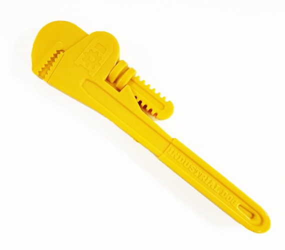 ID Pipe Wrench  Ultra Durable Nylon Dog Chew Toy - Pipe Wrench Nylon Toy - Yellow