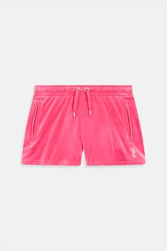 HOT PINK VELOUR DIAMANTÉ TRACK SHORTS | XXS / Pink