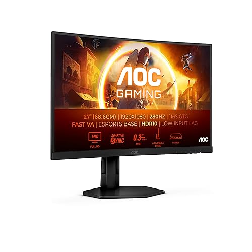 AOC Gaming C27G4ZXU - 27 Zoll FHD Curved Monitor, 280 Hz, 0.3 ms, FreeSync Premium, HDR10 (1920x1080, 2X HDMI, DisplayPort, USB Hub) schwarz/grau - 280Hz - VA - Höhenverstellbar - 27 Zoll FHD Curved