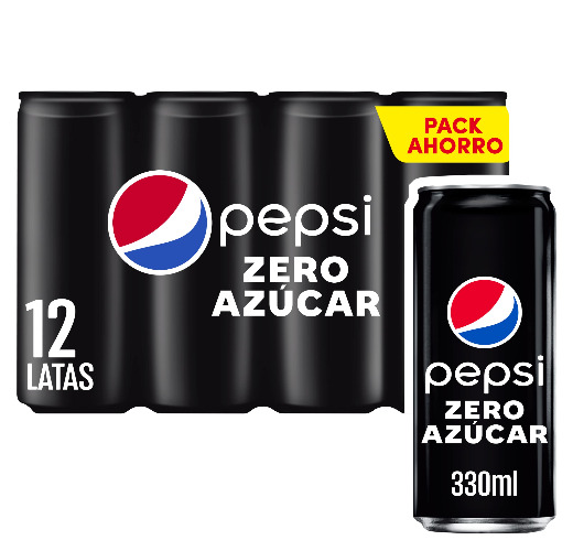 Pepsi MAX 330ml - Refresco de Cola con Zero Azúcar - Pack de 12 - 330 ml (Paquete de 12)