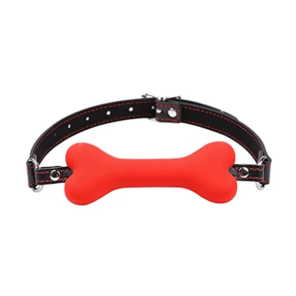 Adult Erotic Toys Silicone Bite Gag Dog Bone Ball Solid Harness Restraints Open Mouth Sex Ball Fetish Cosplay HA-006 (red)