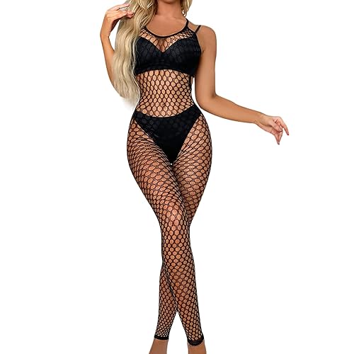 Women Sexy Lingerie Sleepwear Nightwear Body Stocking Bodysuit Sissy Sheer Lingerie Sexy Lingerie Costumes Plus Size - Black - One Size