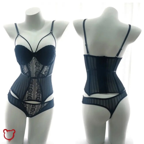 'Black Gothic Lingerie Slayer' - Black / L