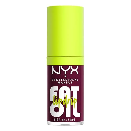 NYX Professional Makeup Lip Gloss, High Shine, Non-Sticky FInish, 12 Hours Hydrating, Fat Applicator, With Squalane, Raspberry and Cloudberry Oils, Fat Oil Lip Drip, Shade: That's Chic - THAT’S CHIC