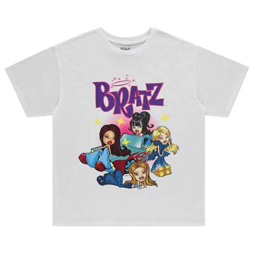 Bratz Ladies Original Dolls Shirt - Yasmin, Cloe, Jade, and Sasha 1990's Vintage Throwback Graphic T-Shirt - White Tee - Small