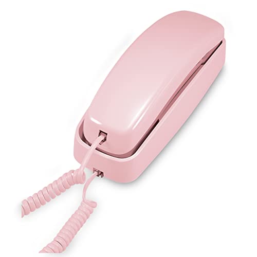 AT&T TRIMLINE 210 Corded Home Phone, No AC Power Required, Improved Easy-wall-mount, Lighted Big Button Keypad, 13 SpeedDial Keys, Last Number Redial, Mute, Flash, Volume Control, Princess Phone, PINK - Pink - Phone
