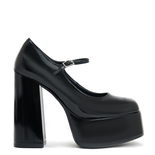 Darkbloom Black Patent Platform Heels | UK 6 / Black
