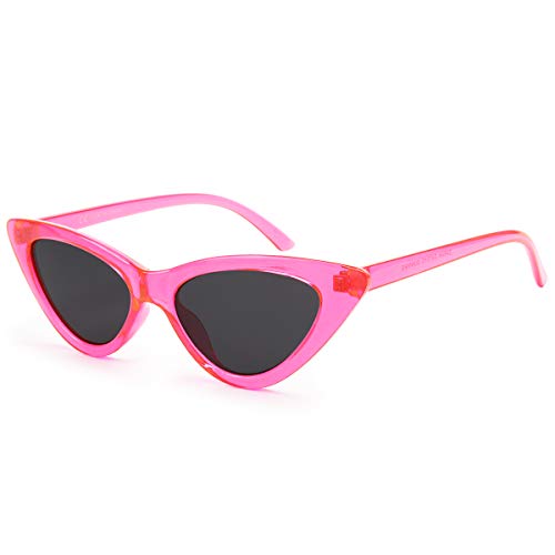 Livhò Retro Vintage Narrow Cat Eye Sunglasses for Women Clout Goggles Plastic Frame - A-barbie Powder