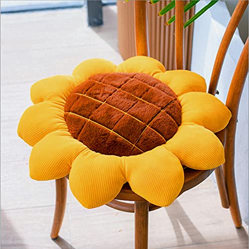 LEVINIS Yellow Sunflower Cushion Mat Home Decor Reversible Floor Pillow Seating Cushion Girls Boys Mother Gift Soft Velvet Stuffed Throw Pillows for Bed Couch Chair Car Office 19'' - Sunflower