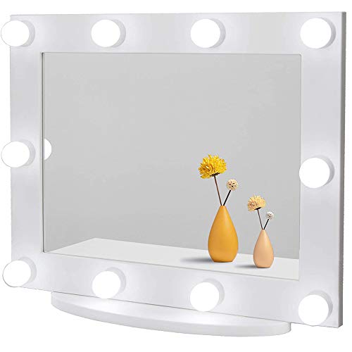 Waneway Hollywood Vanity Mirror with Lights, Large Lighted Makeup Mirror for Dressing Room & Bedroom, Light-up Dressing Table Cosmetic Mirror, Multiple Color Modes, Tabletop or Wall Mount, White - White