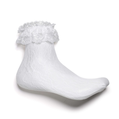 Heiress White Lace Ruffle Socks | OS / White