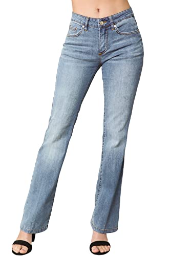 Design by Olivia Women's Sexy Stylish Flare Bell Bottom Slim Bootcut Jean - 3 - Light Denim