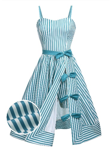 Turquoise 1950s Stripes Romper & Skirt | Turquoise / S