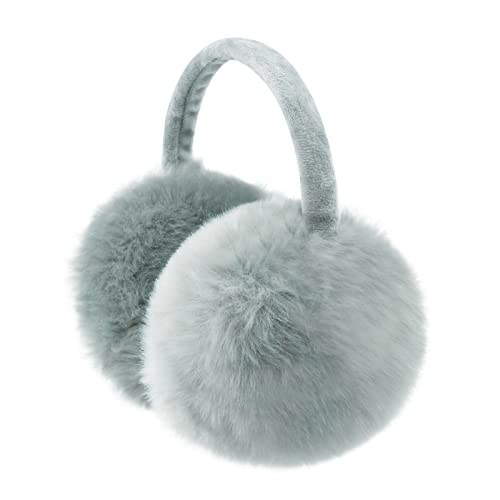 FSTEOE Winter Ear Muffs Women Warm Earmuffs Girls Ear Warmer Soft Plush Outdoor Plush Adjustable Ear Cover - Grey
