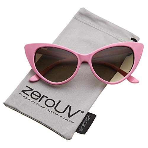 zeroUV - Women's Retro Oversized High Point Cat Eye Sunglasses 54mm - Pink / Smoke - 54 Millimeters