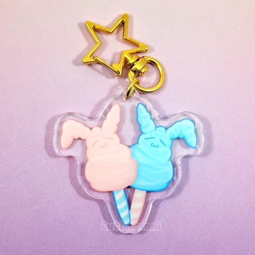 Cotton Candy Buns Acrylic Charm Keychain
