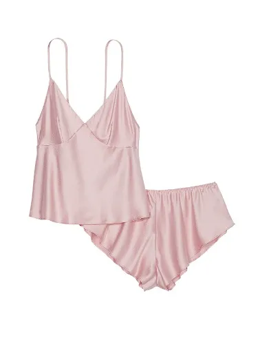 Satin Open-Back Cami & Shorts Set - Size Small